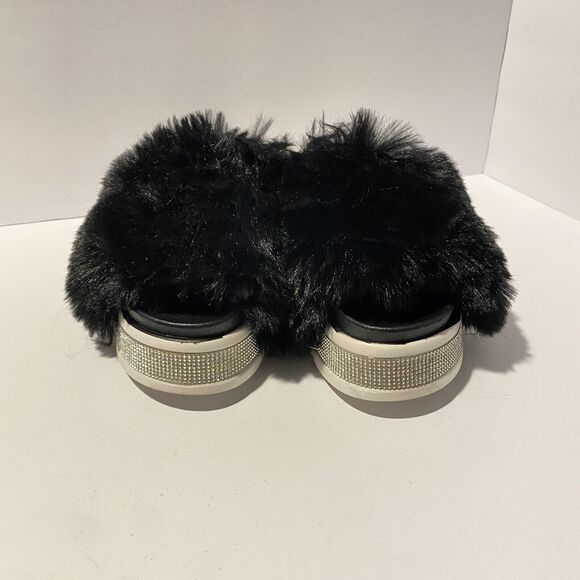 Azalea Wang Rhinestone Fur Slide Sandals Platform Size 7 Chic Glamorous Bling - Picture 3 of 13